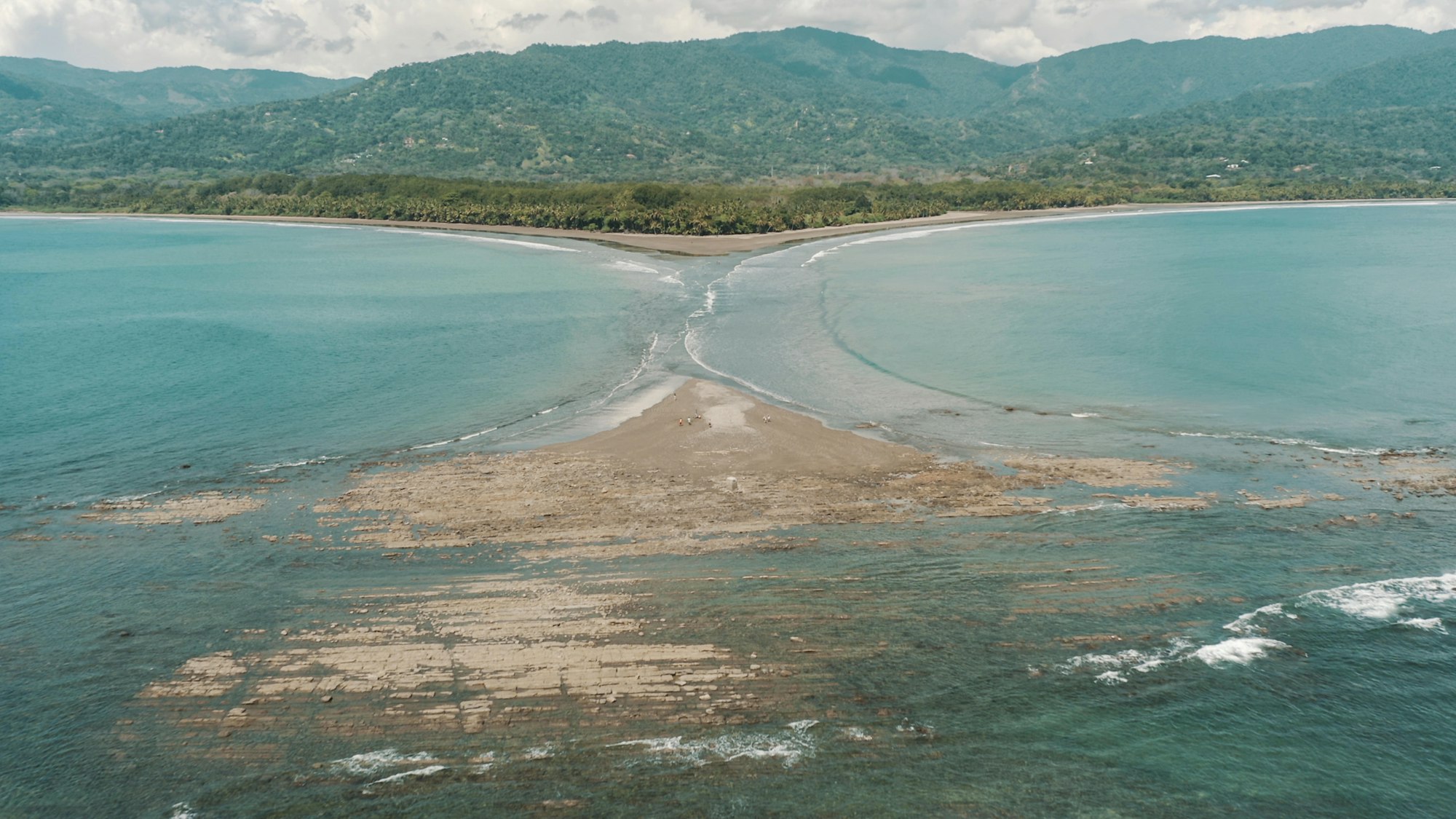 Aerial view of Whale's tail beach, costa Rica, Uvita